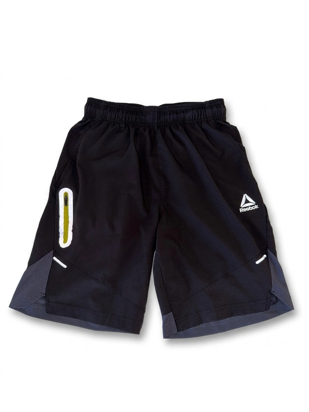 Reebok Athletic Shorts | Gray/Black with Yellow Zipper | Size S
